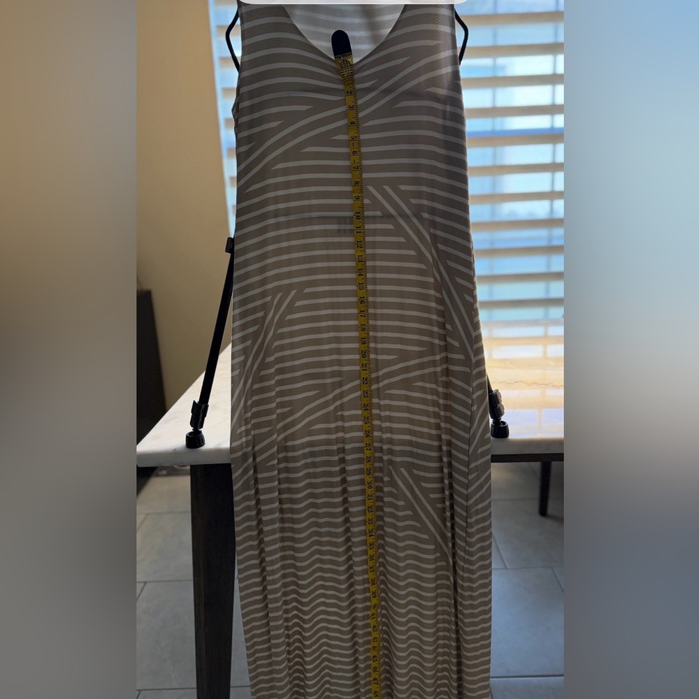 Calvin Klein Tan & White Striped Women's Dress XL Scoop Neck